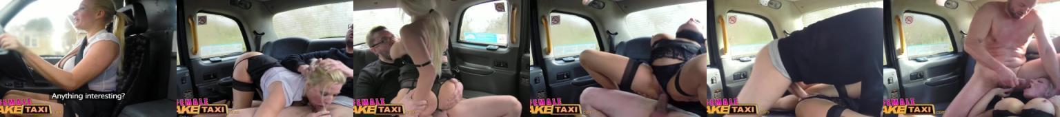 Kobieta kierująca taksówką z zapałem rucha pasażera