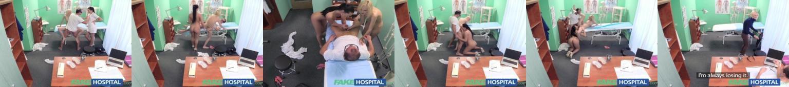 Lekarz i pielęgniarka dymają się w gabinecie z pacjentką