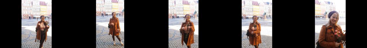 Dziewczyna obnaża cycki we Wrocławiu